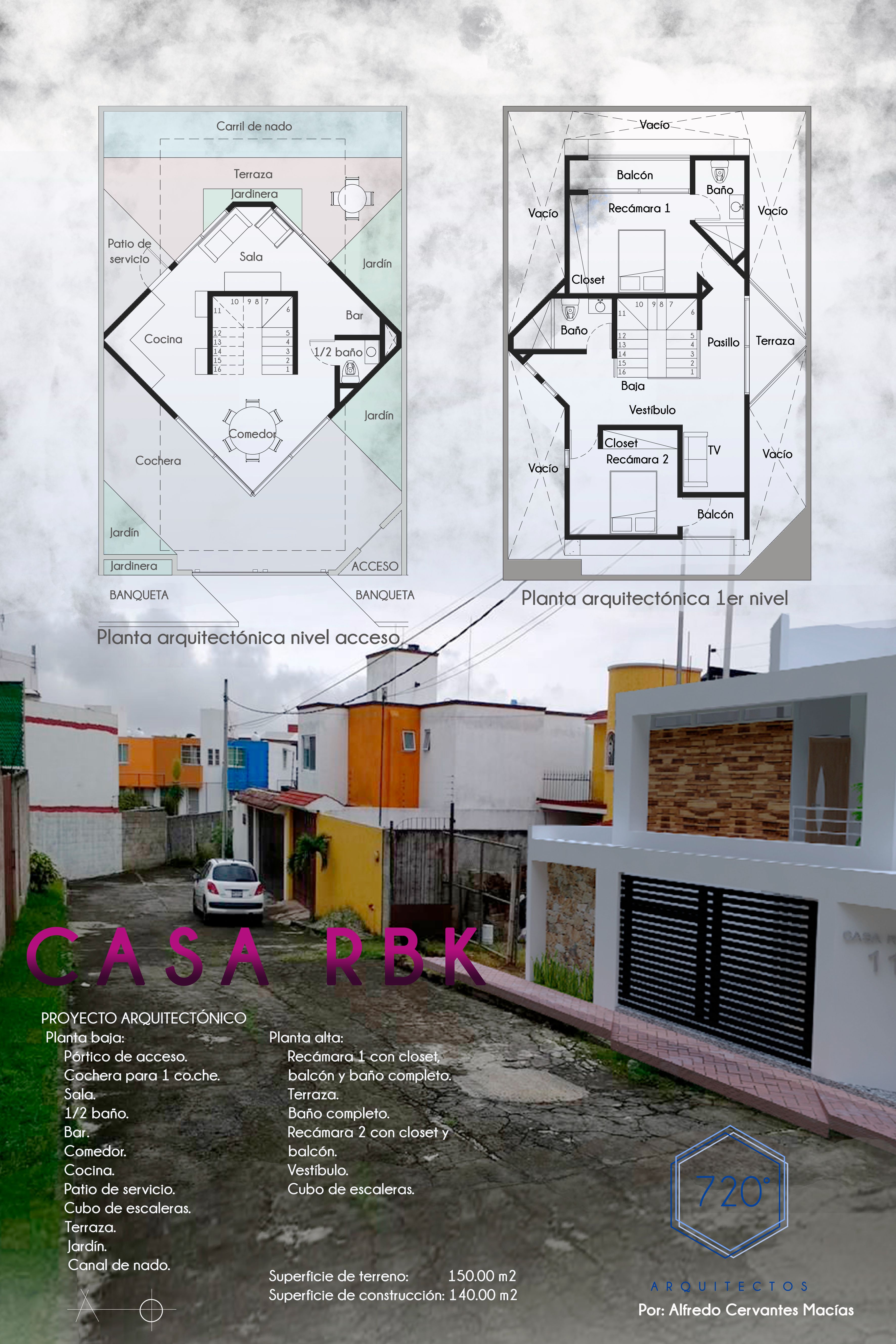 Lámina de Presentación de Casa RBK | 720 ARQUITECTOS